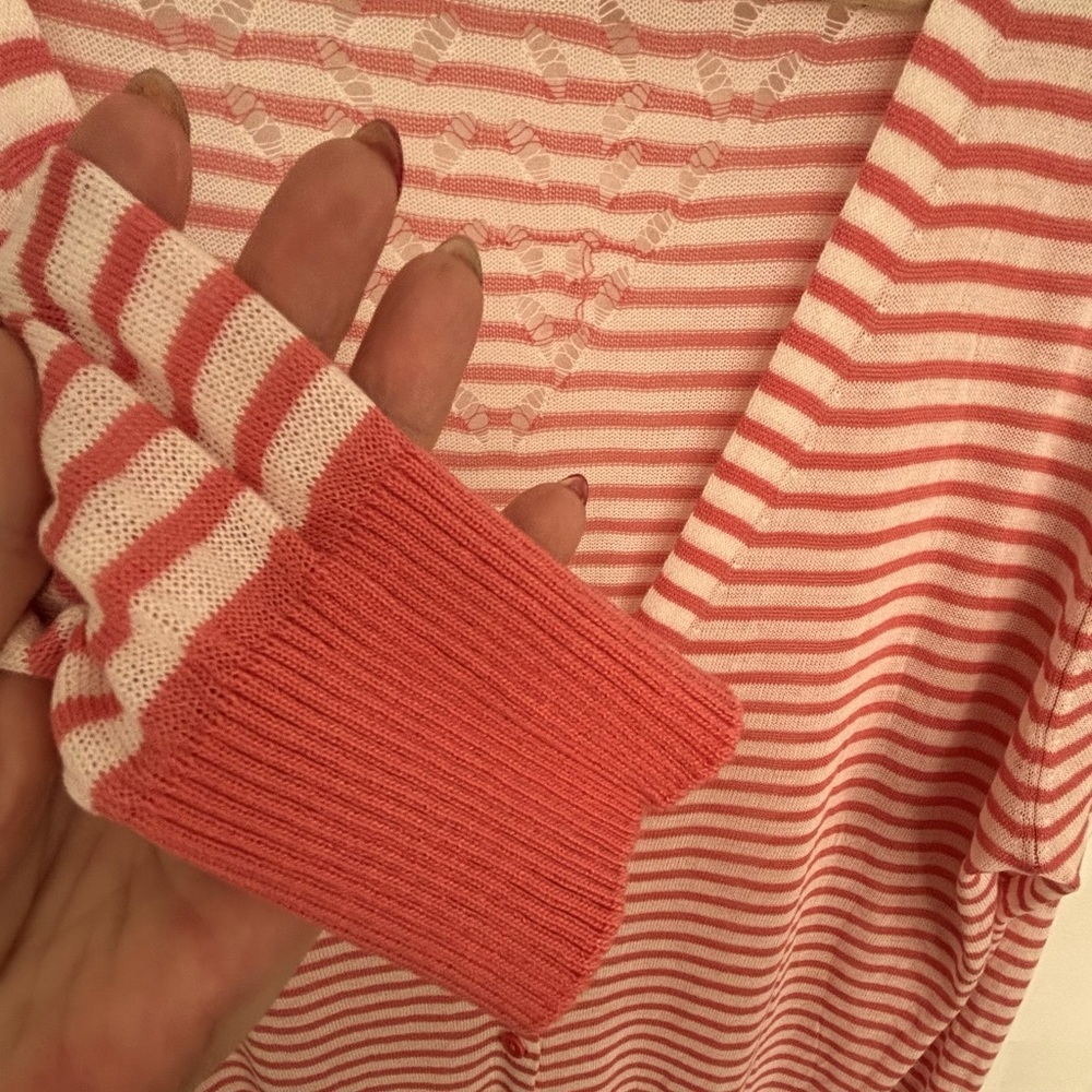 LuLaRoe Cute pink Striped Cardigan with cut out back design - Picture 3 of 3